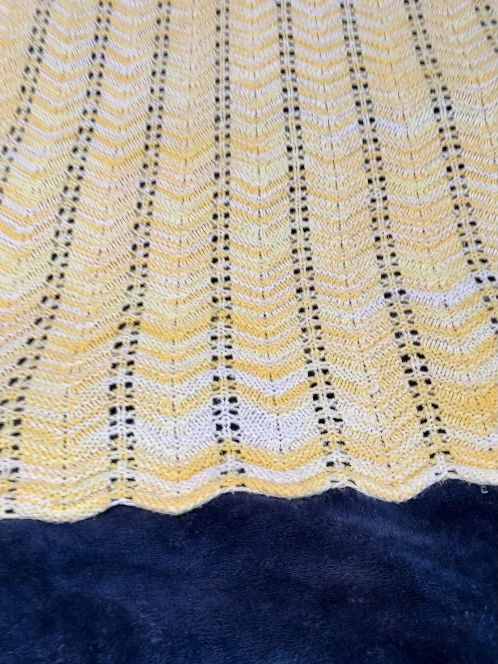 Handmade Yellow and Cream Chevron Knit Throw Blanket
